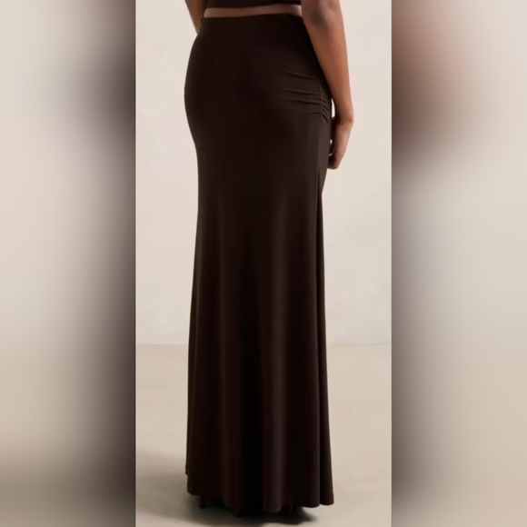 Lock & Love Premium Viscose Maxi Skirt Pull On Stretch Chocolate Brown Medium - Picture 11 of 16